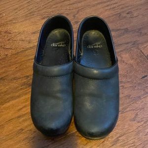 Dansko Navy Leather Clogs